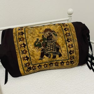 Quilted Circus Theme Pillow Cover, 15” X 29”, shown on pillow 14” X 23” drawstring ends