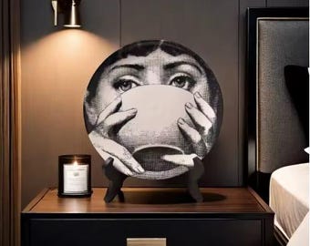 Piatto decorativo in ceramica retrò, design artistico moderno, arredamento per la casa in stile scandinavo