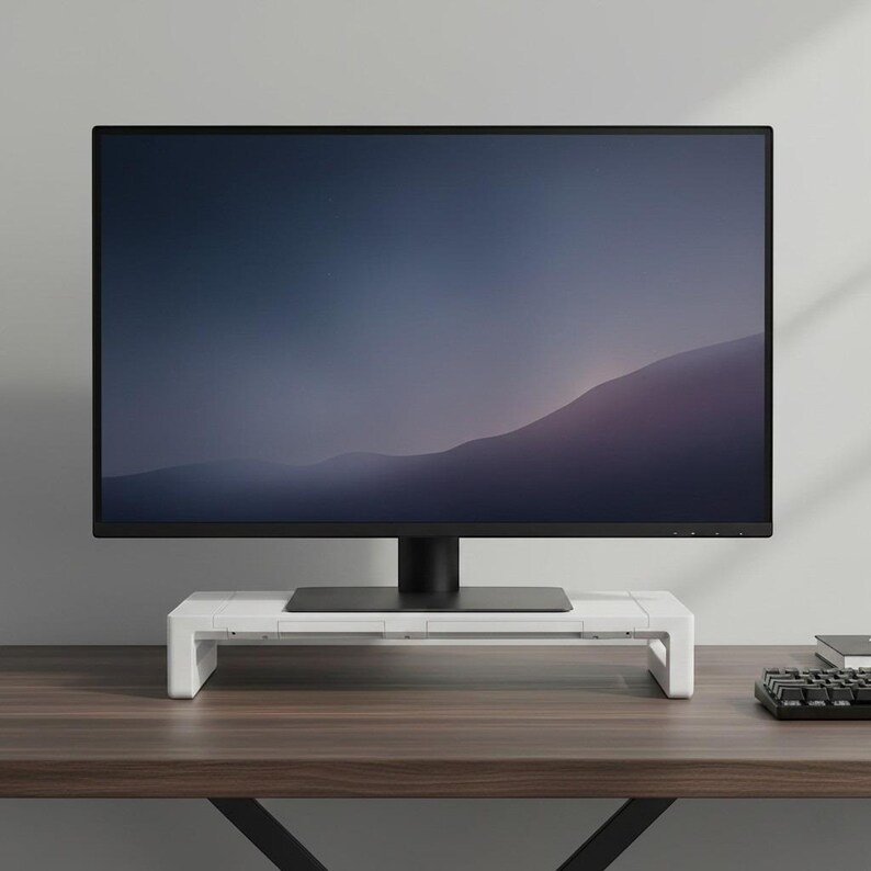 Raised Monitor Adjustable Foldable Monitor Stand Riser With Storage Drawer – Ergonomic ...