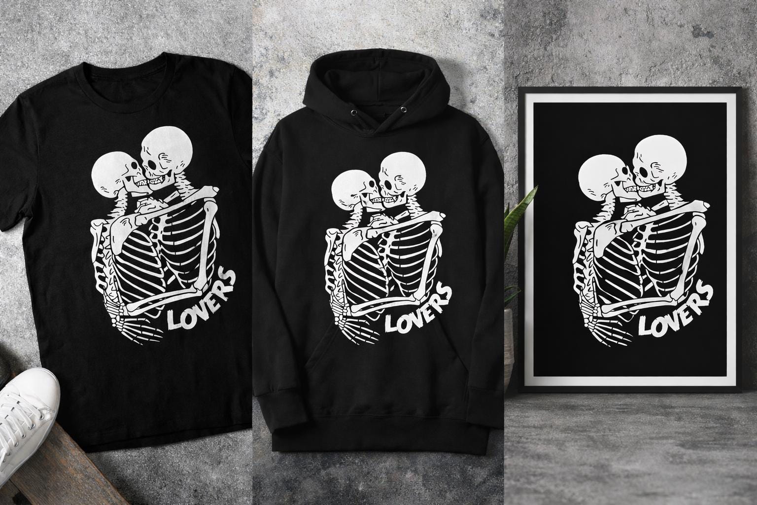 Gothic Skeleton Couple SVG | Dark Romance Lovers Graphic (digital ...