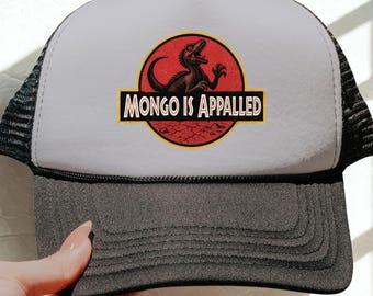 Mongo Is Appalled Trucker Hat, grappige dinosaurus leesgrage pet, door Dungeon Crawler Carl geïnspireerde hoed, retro Raptor Reader cadeau