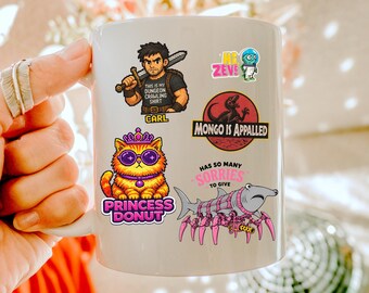Dungeon Crawler Carl sticker bom mok, prinses donut koffiekopje, Mongo Is Appalled mok, Fantasy Reader cadeau mok