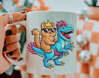 Tazza con la principessa Donut che cavalca un dinosauro, Tazza Dungeon Crawler Carl, Tazza da caffè divertente con gatto e dinosauro, Tazza regalo per appassionati di fantasy