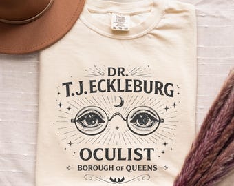 The Great Gatsby Shirt Dr. TJ Eckleburg Oculist Tee comfortkleuren, leesgrage grafisch shirt, F Scott Fitzgerald Gift, literair esthetisch T-shirt