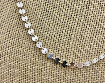 Sterling Silber Choker Halskette | Silber Pailletten-Choker | Zierliche Halskette für jeden Tag | Jugendlich Mädchen Geschenk