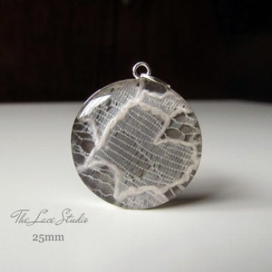 Lace Pendant (large size) | Memorial Bouquet Charm | Made With Your Wedding Dress | Sterling Silver