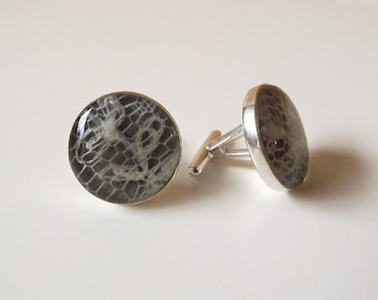 Custom Cufflinks made with YOUR Wedding Lace or any Sentimental Material | Sterling Silver | Gift For Him