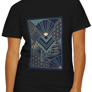 Japanese Art T-Shirt - Wagara Art Deco | Kimono Pattern Asanoha Seigaiha | Japan Geometric Art | Sumi-e | asian wall art | SamuraiKanbe