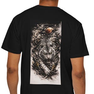 Japanese White Tiger "Byakko" & Katana All-Over Print T-Shirt - The Four Symbols Collection (Series 1)