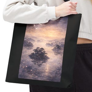 Matsushima Misty Island Tote Bag | Japanese Pine Island Crane Dawn Art | Japan Three Views Gift | Nature Tote