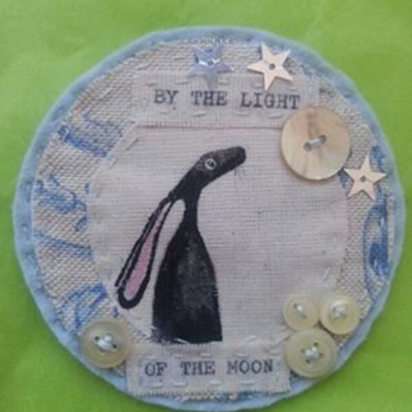 Handmade hare brooch.