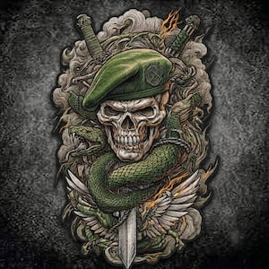 Skull Snake Embroidered Patch: Large 12 Inch Biker Jacket Sew On