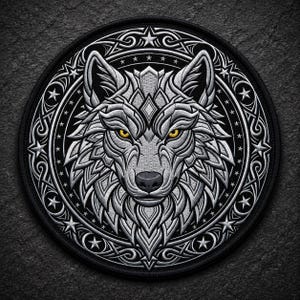Parche trasero bordado con cabeza de lobo: aplique termoadhesivo de 30 cm para chaqueta de motorista