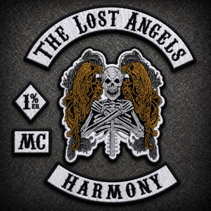 Lost Angels MC Rückenaufnäher-Set | Gestickte Motorradwestenaufnäher