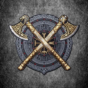 Large Viking Axe Embroidered Patch 13 Inch, Crossed Norse Axes Patch, Nordic Warrior Applique, Viking Jacket Back Patch, Norse Patch