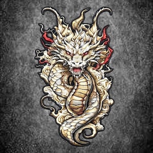 13 Zoll großer, gestickter Fantasy-Drachen-Aufnäher, gotisch inspiriertes Design (großes Statement)