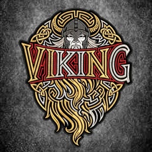 13 tums broderad lapp med vikingakrigare, nordiskt knutmönster, hornhjälm (jacka, cosplay)
