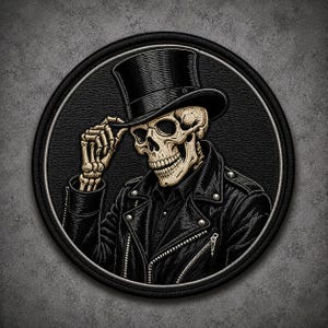 Parche bordado de esqueleto gótico de 30 cm (12 pulgadas), parche trasero grande con calavera para chaqueta de motociclista o chaleco.