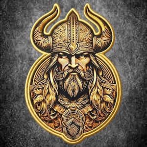 Broderad vikingakrigarlapp, nordisk hjälmdesign, medeltida bikerjacka-tillbehör