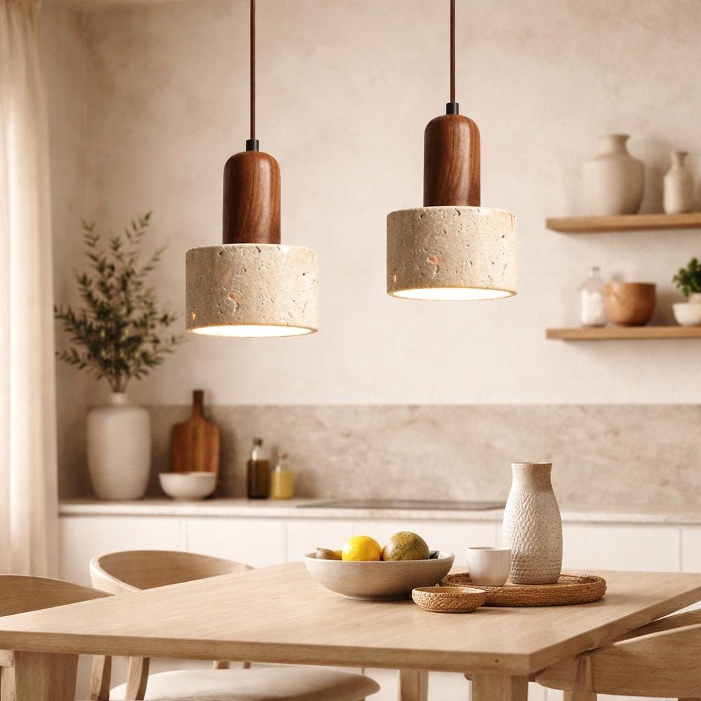 Dorte - Wabi-Sabi Travertine Marble Pendant Lamp | bright&plus