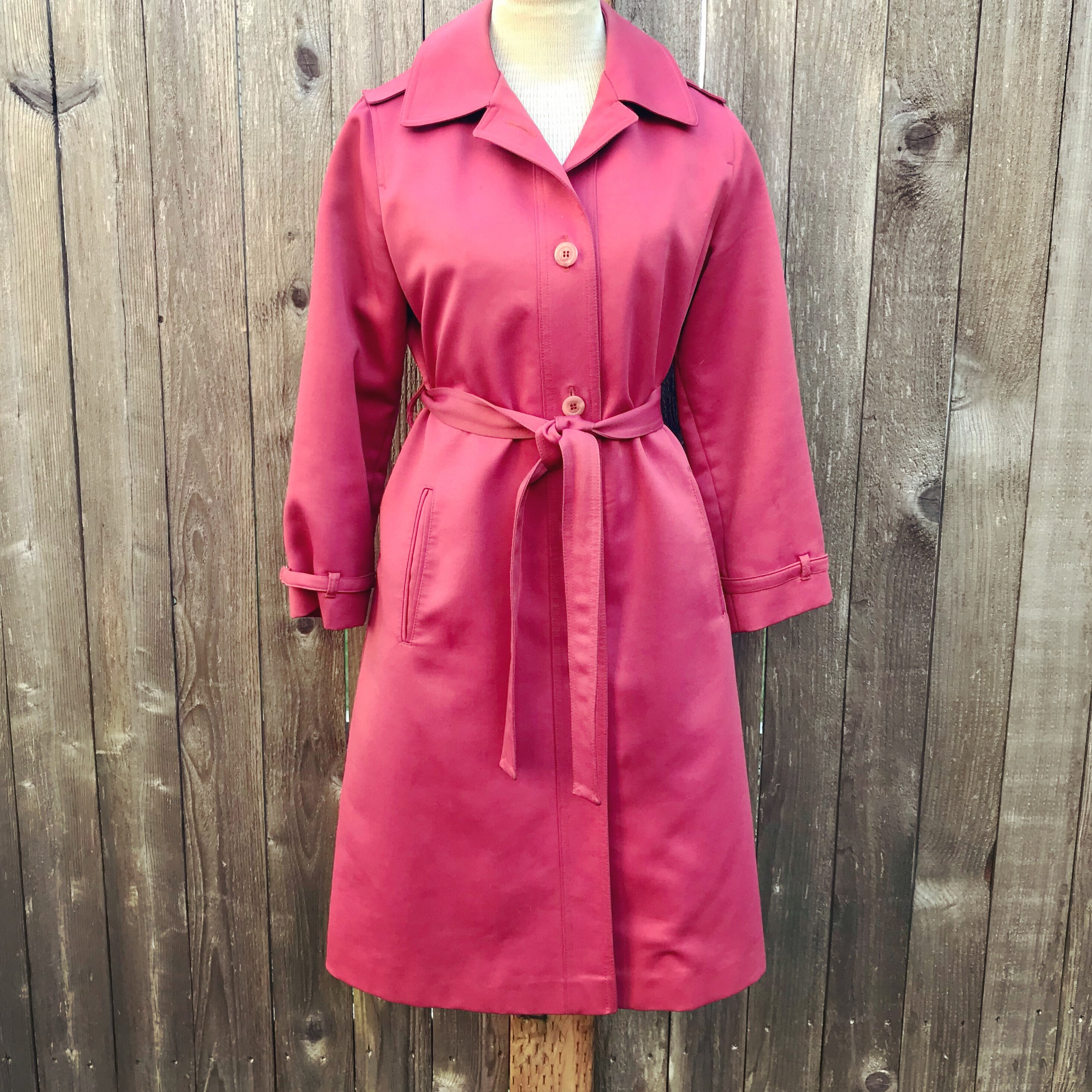 London Fog Rose Pink Trench Coat M/L As 