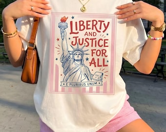 Freiheit und Gerechtigkeit für alle Hemd, Lehrer-T-Stück der amerikanischen Flagge, Leselehrer-Hemd, ELA Bibliothekar Geschenk, vaterländischer Buch-Liebhaber Hemd, USA T-Stück