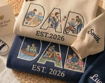 Besticktes benutzerdefiniertes Porträt vom Foto-Sweatshirt, personalisierter Vatertagsgeschenk, personalisierter Vater und ich gesichtslose Skizze Hoodie, Vatertagsgeschenk, Vatergeschenk von Tochter
