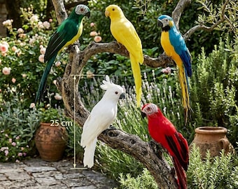 Handbemalte Papagei Gartenstatue Bunte Ara Vogel Outdoor Dekor Skulptur