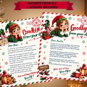 Abschiedsbrief vom Weihnachtselfen, druckbare Abschiedsnachricht des Weihnachtselfen, Abschiedsbrief für die letzte Nacht, bearbeitbarer digitaler Download