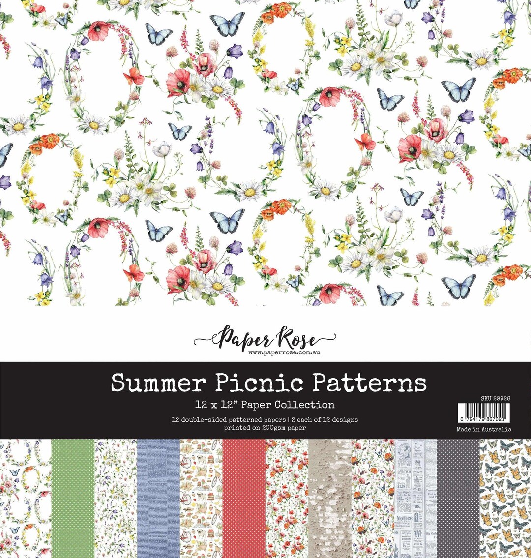 Summer Pinic Pattern Summer Picnic Patterns 12x12 Paper Collection 29928 - Etsy