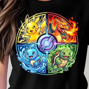 Action Anime T Shirt PNG | Kids Anime Cartoon Characters Shirt Sublimation Design | Trendy Gamer Shirt PNG | Instant & Digital Download PNG