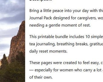 Caregiver Wellness Printable Bundle Meditation Tea Self Care Journal PDF