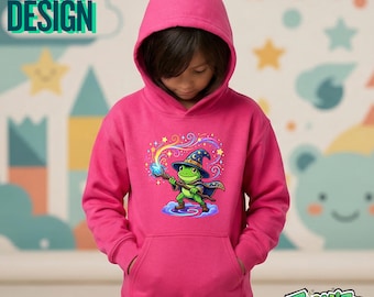 Wizard Frog Kids Hoodie, Cute Magic Toad Youth Sweatshirt, Unisex Fantasy Gamer Pullover, Magical Animal Apparel, ToonifyLabs
