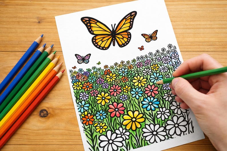 Easy Coloring Book Printable | Bold Line Coloring Pages | Relaxing ...