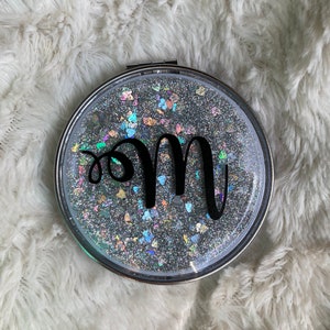 Glitter Personalized Mirror, Travel Mirror, Glitter Mirror, Compact Mirror image 2