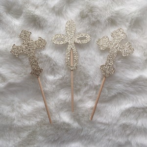 Cross Cupcake Toppers. Cross, Cross Picks, Baptism, Communion, Confirmation, Marriage, Religious