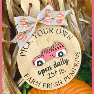 Pumpkin Picking Sign, Pink Your Own, Tiered Tray Sign, Tiered Tray Decor, Fall, Pumpkin