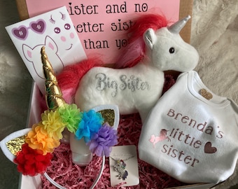Big Sister Unicorn Gift Set, Unicorn Care Package, Plush Unicorn, Sister, Sister Set,