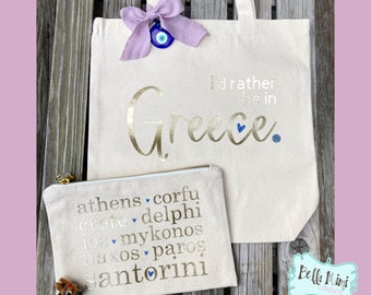 Greek Tote Bag Set, Personalized Tote, Tote, Tote Bag, Bridal Party, Gift, Bag, Greece, Greek, Greece Tote Bag, Greek Tote Bag