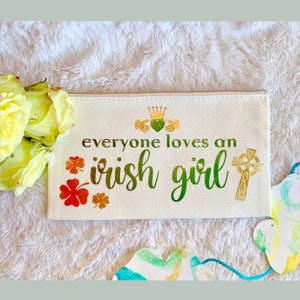 Irish Pouch, Irish Cosmetic Bag, Irish, Kiss me I'm Irish, St. Pat's, St. Patrick's Day, Claddagh, Love image 3