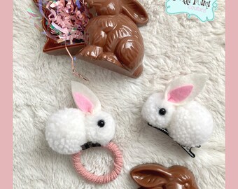 Bunny Bow, Bunny Clip, Bunny Ears, Rabbit, Bunny, Somebunny is one, Ponytail, Rubberband