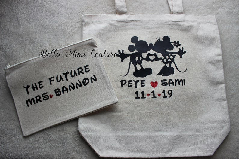 Custom Couture Personalized Mickey /& Mickey Mouse Wedding Tote Bag