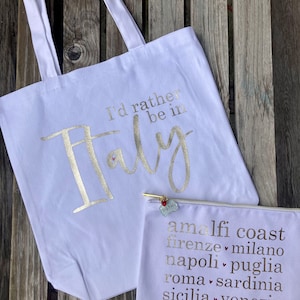 Italian Tote Bag Set, Personalized Tote, Tote, Tote Bag, Bridal Party, Gift, Bag, Italy, Italian, Italy Tote Bag, Italian Tote Bag