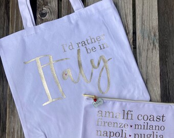 Italian Tote Bag Set, Personalized Tote, Tote, Tote Bag, Bridal Party, Gift, Bag, Italy, Italian, Italy Tote Bag, Italian Tote Bag