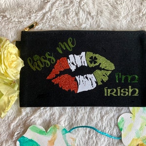 Irish Pouch, Irish Cosmetic Bag, Irish, Kiss me I'm Irish, St. Pat's, St. Patrick's Day, Claddagh, Love image 5