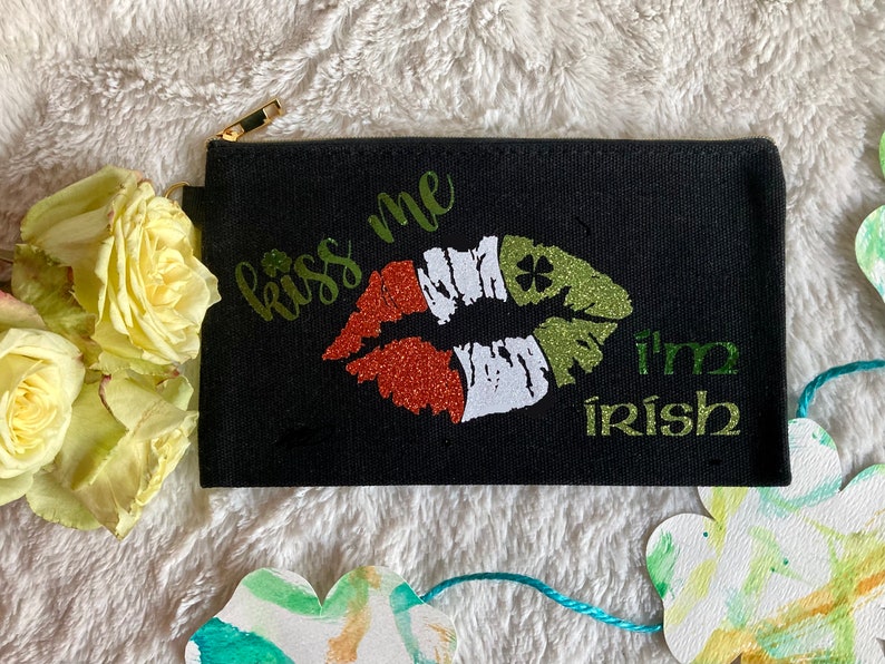 Irish Pouch, Irish Cosmetic Bag, Irish, Kiss me I'm Irish, St. Pat's, St. Patrick's Day, Claddagh, Love image 5