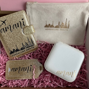 Glitter Passport and Luggage Tag Set/ Dubai Travel Set/ Glitter Passport Cover and Luggage Tag