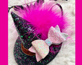 Petite Pink Witch Hat Headband, Halloween Headband, Witches Headband, Witch Hat, Witch Hat Headband