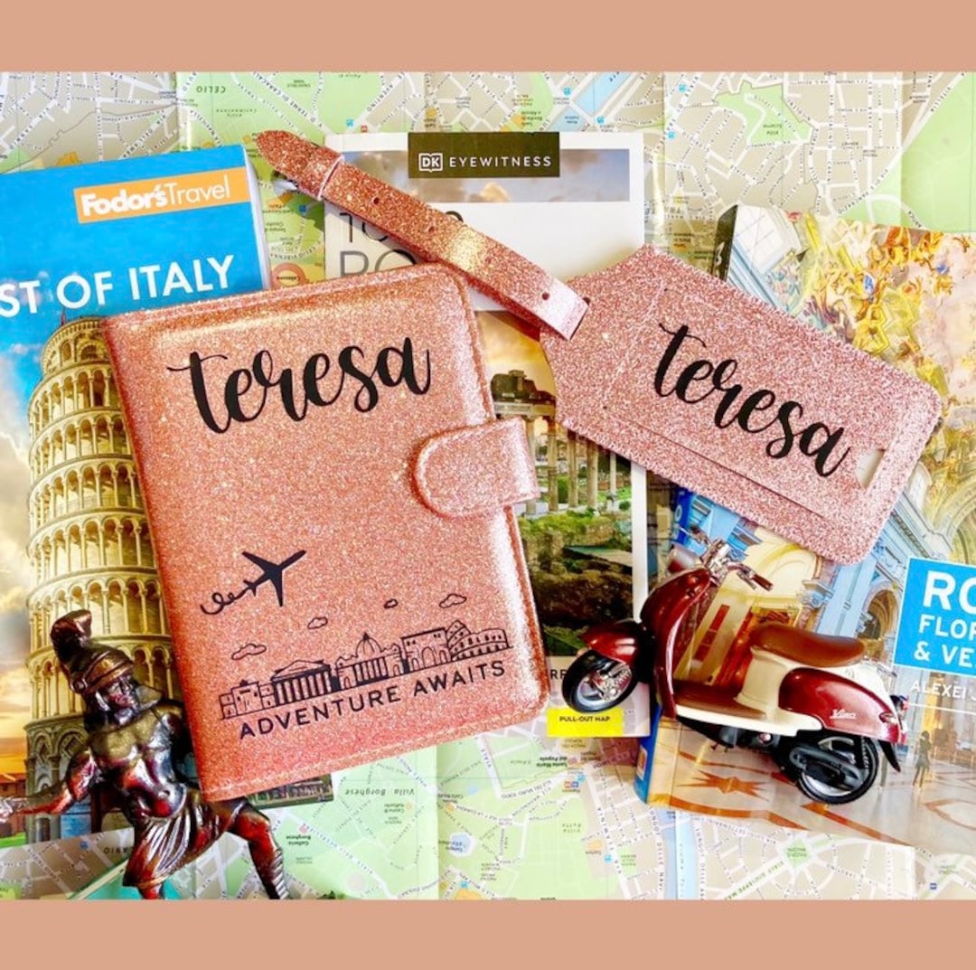 Glitter Passport and Luggage Tag Set Rome, Passport Set, Passport Cover, Italy, Italian, Luggage