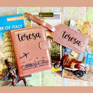 Glitter Passport and Luggage Tag Set Rome, Passport Set, Passport Cover, Italy, Italian, Luggage Set